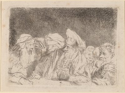 Farisæerne debatterer (fragment fra de hundrede gylden print) af Rembrandt van Rijn and William Baillie