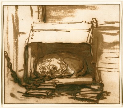 Sovende vagthund af Rembrandt van Rijn