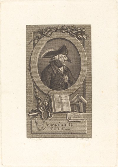 Frederik den Store, konge af Preussen af Remi Henri Joseph Delvaux after Johann Heinrich Ramberg