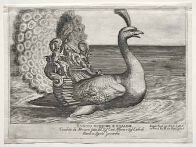 Søkamp repræsenteret ved Arno-floden i Firenze, til Cosimo di Medicis ægteskab, 1608. af Remigio Cantagallina