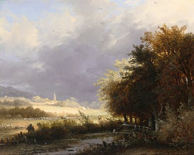Figurer på en landevej, en storm nærmer sig af Remigius Adrianus Haanen