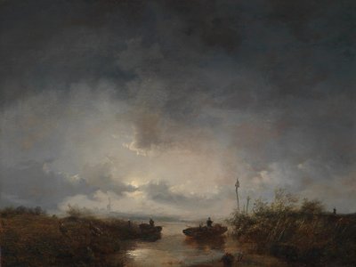 Fiskere i en måneskinnet nat af Remigius Adrianus Haanen