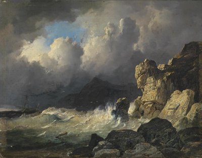 Stormfuld kystlinje af Remigius Adrianus Haanen