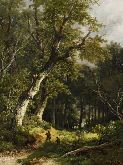 Skovlandskab med to jægere af Remigius Adrianus Haanen
