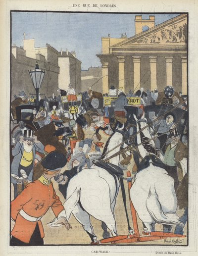 En gade i London. Illustration til Le Rire af René Bull