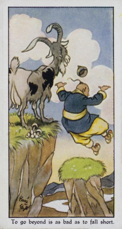 At gå ud over er lige så slemt som at komme til kort (farve litho) af René Bull