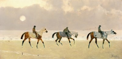 Ryttere på stranden ved Dieppe af René Pierre Charles Princeteau