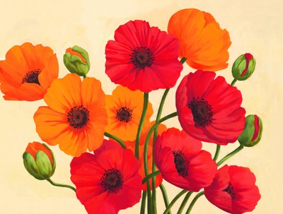 Rød-orange valmuer af Renate Holzner