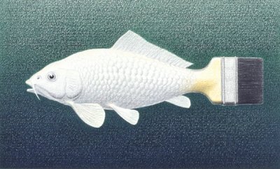Penselfisk, 2003, farveblyantstegning på papir af Rene Boin
