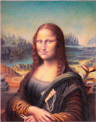 DA VINCI-Golf, 2020, farveblyantstegning på papir af Rene Boin