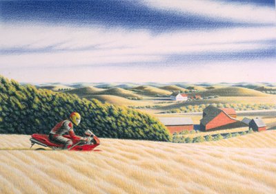 Offroad, 2001, farveblyantstegning på papir af Rene Boin
