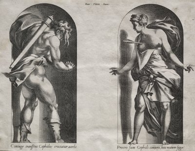 Cephalus og Procris i to nicher af Rene Boyvin
