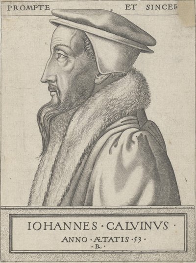 Jean Calvin (1509 - 1564), teolog og primær kraft i den protestantiske reformation, 53 år af Rene Boyvin