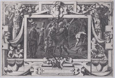 Medea går om bord med Jason Sudden Night with Jason Medea forlader Colchis i det østlige Argo..., 1563. af Rene Boyvin