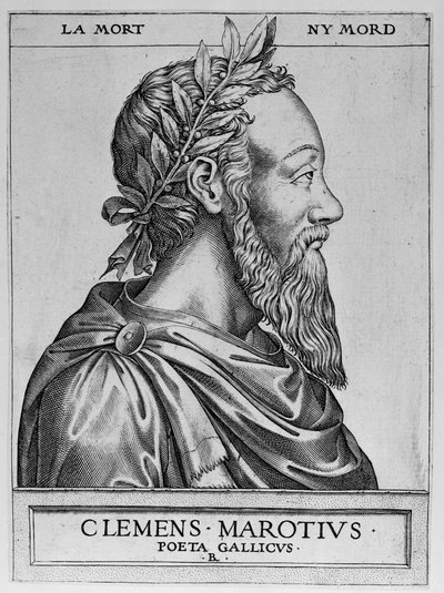 Portræt af Clement des Marets kaldet Marot (1496-1544), fransk digter - Clement Marotius poeta gallicus gravering af Rene Boyvin 1576 - af Rene Boyvin