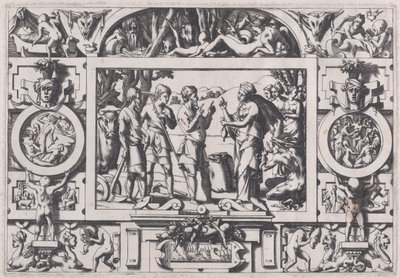 Dronning Ino og Husbonden Dronning Ino forkæler åringens frø overalt..., 1563. af Rene Boyvin