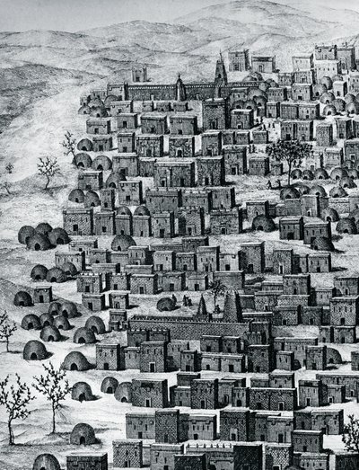 Udsigt over byen Timbuktu, Mali, gravering fra rejser gennem Centralafrika til Timbuctoo, af Rene Caillie (1799-1838) mellem 1824 og 1828, Afrika af Rene Caillie