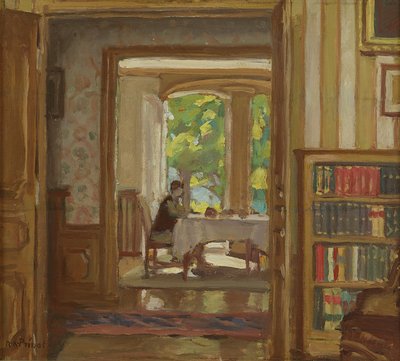 Spisestuen på Clos Saint-Jean, Bourbonne-les-Bains (olie på lærred) af René François Xavier Prinet