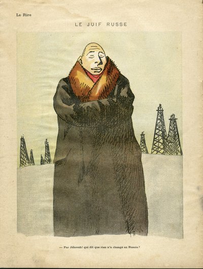 Illustration af Hermann-Paul (1864-1940) i Le Lire, ca. 1935 - Den russiske jøde - antisemitisme, petroleum - jøde af Rene George Hermann Paul