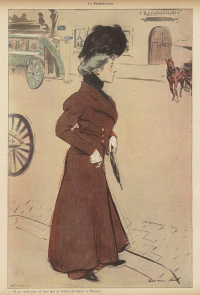 Kvinde rejste sig ved et planlagt møde (farve litho) af Rene George Hermann Paul