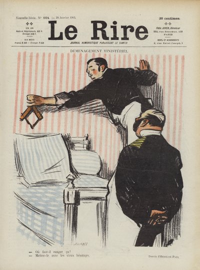Ministeriel flytning. Illustration til Le Rire af Rene George Hermann Paul