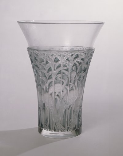 Ibis Vase, 1934 (mattet og blåt glas) af Rene Jules Lalique