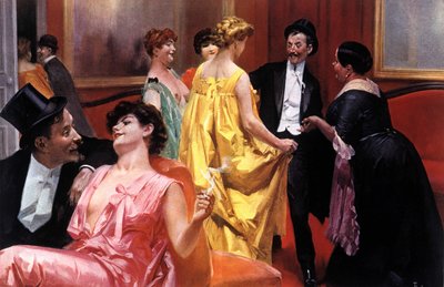Præsentationen. Pariserhus i begyndelsen af det 20. århundrede. Illustration af Rene Lelong (1871-1933) af Rene Lelong