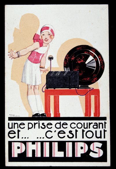 Reklame for radioapparatet Philips, v.1930 af Rene Vincent