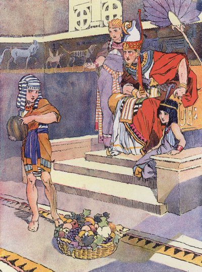 En lille egypter under Ramses II (farve litho) af Rene Vincent