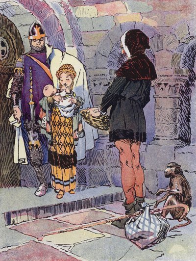 A Little Girl of Feudal Times (farve litho) af Rene Vincent