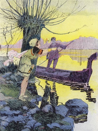 En Petite Gauloise før den romerske erobring (farve litho) af Rene Vincent