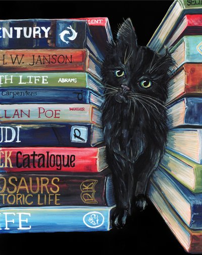 Den nysgerrige biblioteks-kat af Renee Machan Cottagecore Artist