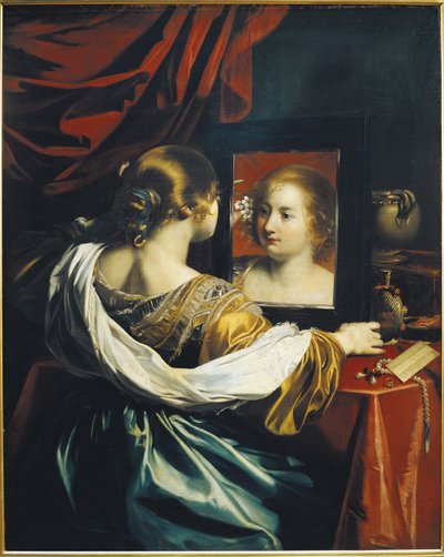 Forfængelighed eller ung kvinde ved sit toilet, ca. 1626 af Renieri