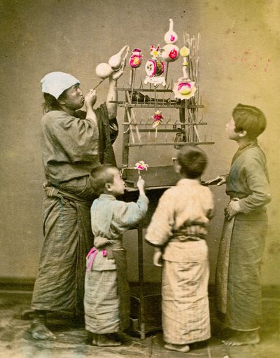 Ballon sælger. c1875 af Renjo Shimooka