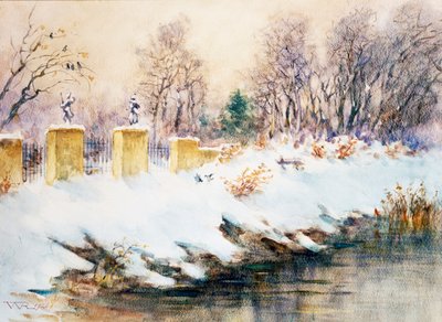 Snefald på Naviglio af Renzo Weiss