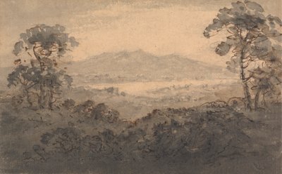 Landskab med sø og bjerge af Rev. William Gilpin