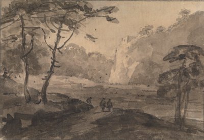 Landskab med tre figurer på en vej af Rev. William Gilpin