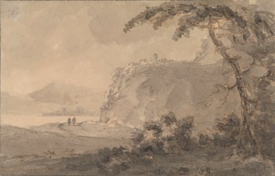 To skikkelser på en vej ved en sø af Rev. William Gilpin