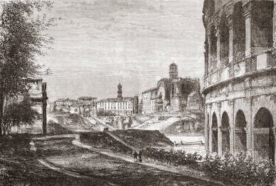 Indgang til Forum fra Cellian Hill, Rom, Italien i slutningen af det 19. århundrede. Fra Italian Pictures af Rev. Samuel Manning, udgivet ca. 1890. af Reverend Samuel Manning