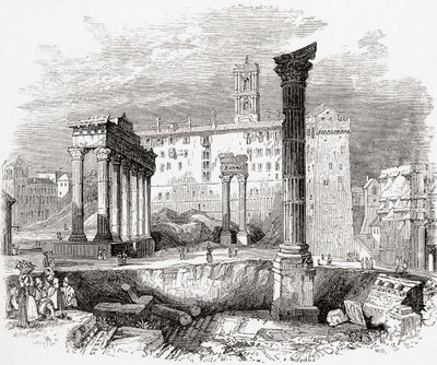 På Forum, med udsigt til Capitol, Rom, Italien i slutningen af det 19. århundrede. Fra Italian Pictures af Rev. Samuel Manning, udgivet ca. 1890. af Reverend Samuel Manning