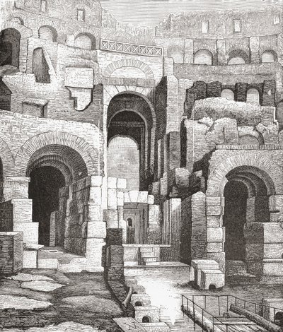 Interiør af Colosseum, Rom, Italien efter udgravningerne i 1874. Fra Italian Pictures af Rev. Samuel Manning, udgivet ca. 1890. af Reverend Samuel Manning