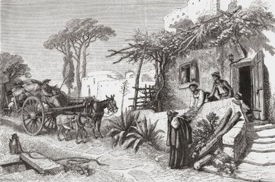 Mendicant-munke nær Napoli i Italien i slutningen af det 19. århundrede. Fra Italian Pictures af Rev. Samuel Manning, udgivet ca. 1890. af Reverend Samuel Manning