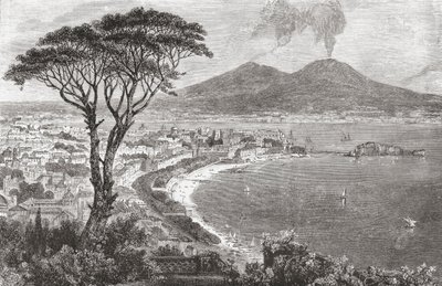 Napoli og Vesuv, Italien i slutningen af det 19. århundrede. Fra Italian Pictures af Rev. Samuel Manning, udgivet ca. 1890. af Reverend Samuel Manning