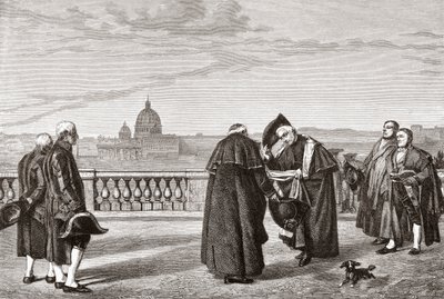 På Pinciushøjen, Rom, Italien, med Peterskirken i baggrunden i slutningen af det 19. århundrede. Fra Italian Pictures af Rev. Samuel Manning, udgivet ca. 1890. af Reverend Samuel Manning