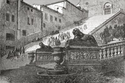 Trappe, der fører op til Basilica of St. Mary of the Altar of Heaven, Rom, Italien i slutningen af det 19. århundrede. Fra Italian Pictures af Rev. Samuel Manning, udgivet ca. 1890. af Reverend Samuel Manning