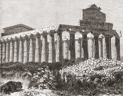 Templet i Paestum, Italien i slutningen af det 19. århundrede. Fra Italian Pictures af Rev. Samuel Manning, udgivet ca. 1890. af Reverend Samuel Manning
