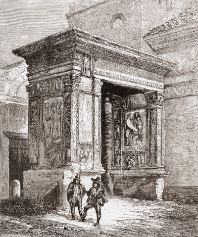 Arcus Argentariorum i den vestlige væg i San Giorgio al Velabro-kirken i Rom, Italien, i slutningen af det 19. århundrede. Fra Italian Pictures af Rev. Samuel Manning, udgivet ca. 1890. af Reverend Samuel Manning