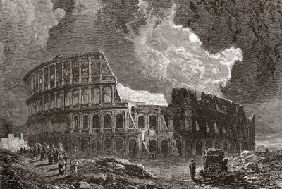 Colosseum, Rom, Italien i måneskin, sidst i det 19. århundrede. Fra Italian Pictures af Rev. Samuel Manning, udgivet ca. 1890. af Reverend Samuel Manning
