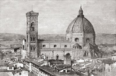 Duomo og Campanile i Basilica di Santa Maria del Fiore, Piazza del Duomo, Firenze, Italien i slutningen af det 19. århundrede. Fra Italian Pictures af Rev. Samuel Manning, udgivet ca. 1890. af Reverend Samuel Manning