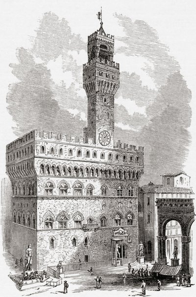 Palazzo Vecchio, Firenze, Toscana, Italien i slutningen af det 19. århundrede. Fra Italian Pictures af Rev. Samuel Manning, udgivet ca. 1890. af Reverend Samuel Manning